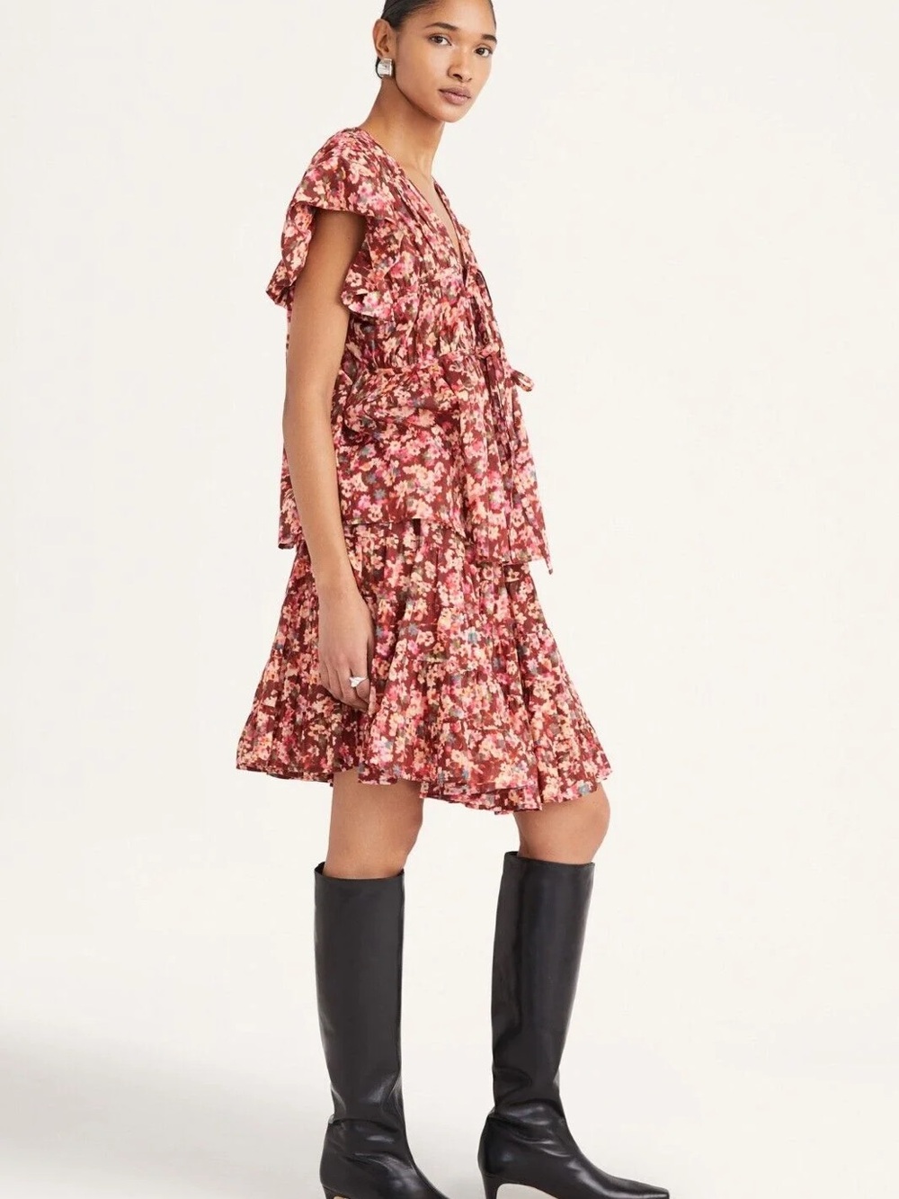 Merlette Hill Floral Tie-Front Blouse and Skirt Set